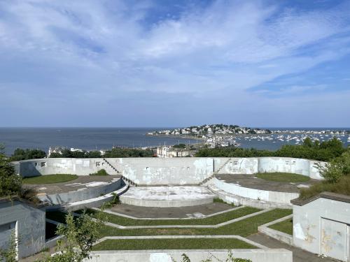 view from Fort Revere in July toward Allerton Hill near World's End in eastern Massachusetts