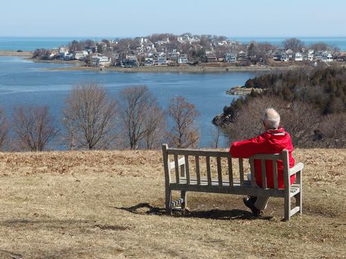 view of the backside of Nantaket Beach from World's End at Hull in Massachusetts