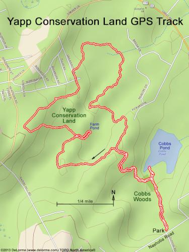 GPS track in December at Yapp Conservation Land in northeast Massachusetts