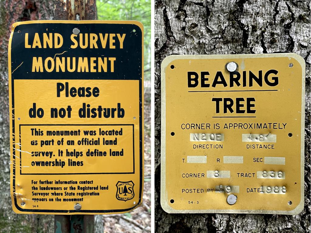 boundary markers near Young Mountain in New Hampshire