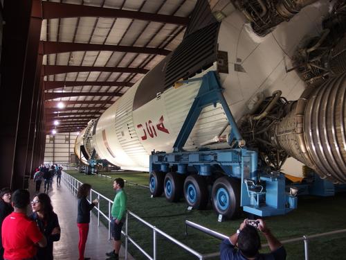 actual space launch rocket stored for viewing at Space Center Houston in Texas