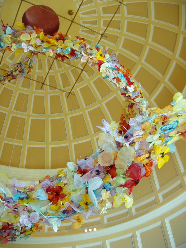 artistic decoration inside a dome at the Belagio casino in Las Vegas, Nevada