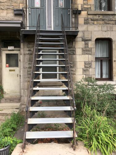 staircase to the second floor at Montreal, Canada