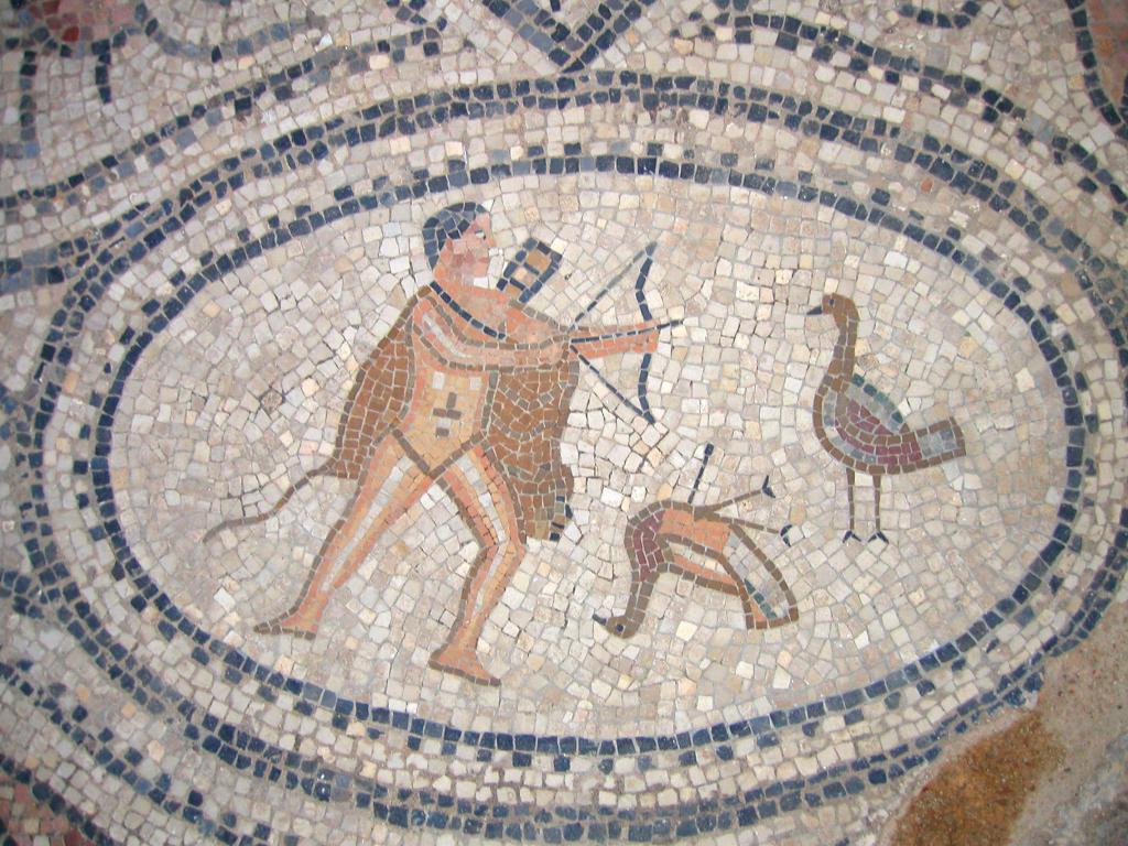 one of the many mosaics in October 2002 at Volubis, Morocco