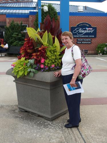 Betty Lou gets ready to check out the visitor center at Newport in Rhode Island