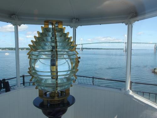 the lighthouse light on Rose Island in the middle of Narragansett Bay in Rhode Island