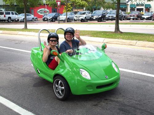 motorized tricycle as optional tourist transportation for getting around the streets at Newport in Rhode Island