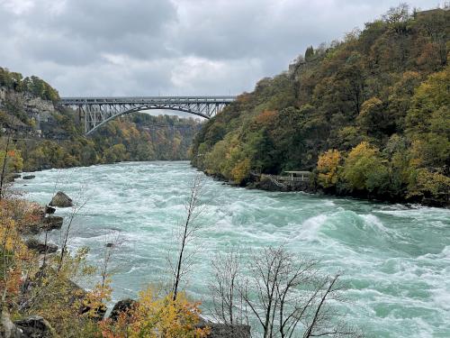 Niagara River water flow in October at Niagara Falls in New York