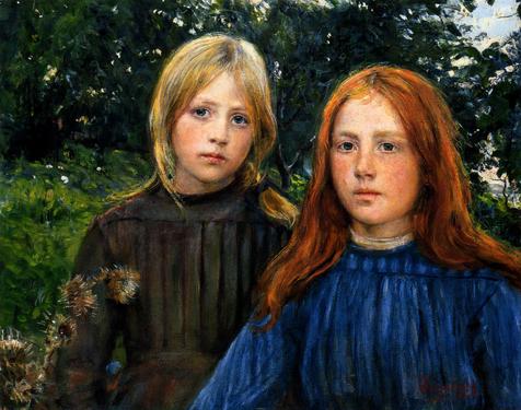 Sisters painting by Hans Heyerdahl in the National Gallery at Oslo, Norway, in September 1994