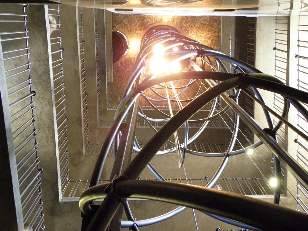 elevator and stairway inside Prague's Old Town Tower in the Czech Republic