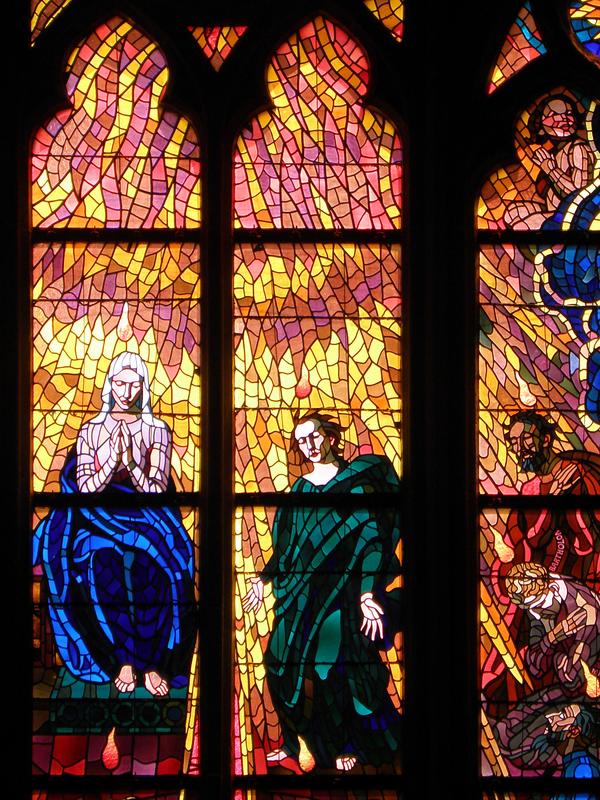 stained-glass window at Prague Castle's Saint Vitus Cathedral in the Czech Republic