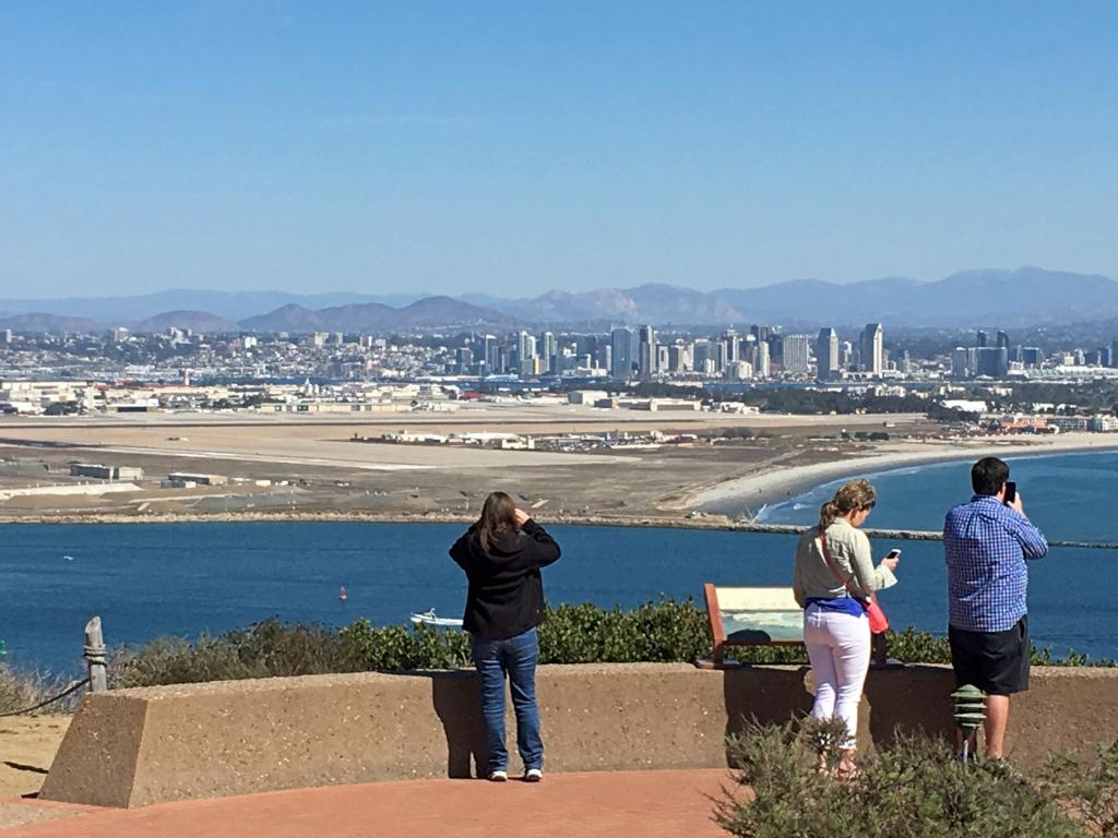 view of distant San Diego from the Cabrillo National Monument on Point Loma in San Diego, California