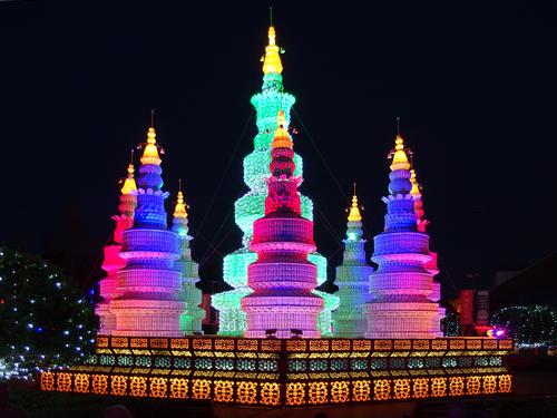 china-dish towers included in the Zoominations special exhibit at Lowry Park Zoo in Tampa, Florida