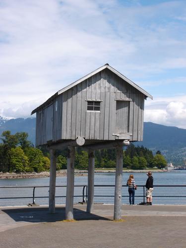 fake-dock modern-art sculpture by Vancouver's harbor at British Columbia in Canada