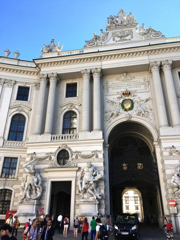 building and statues at St Michael's Square in Vienna, Austria